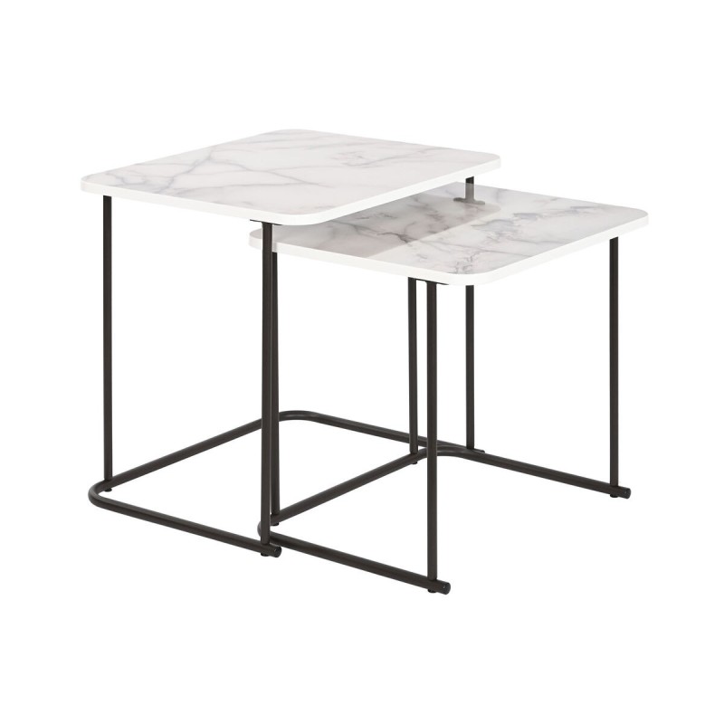 Jeu de 2 tables DKD Home Decor Blanc Noir 51 x 43 x 49 cm