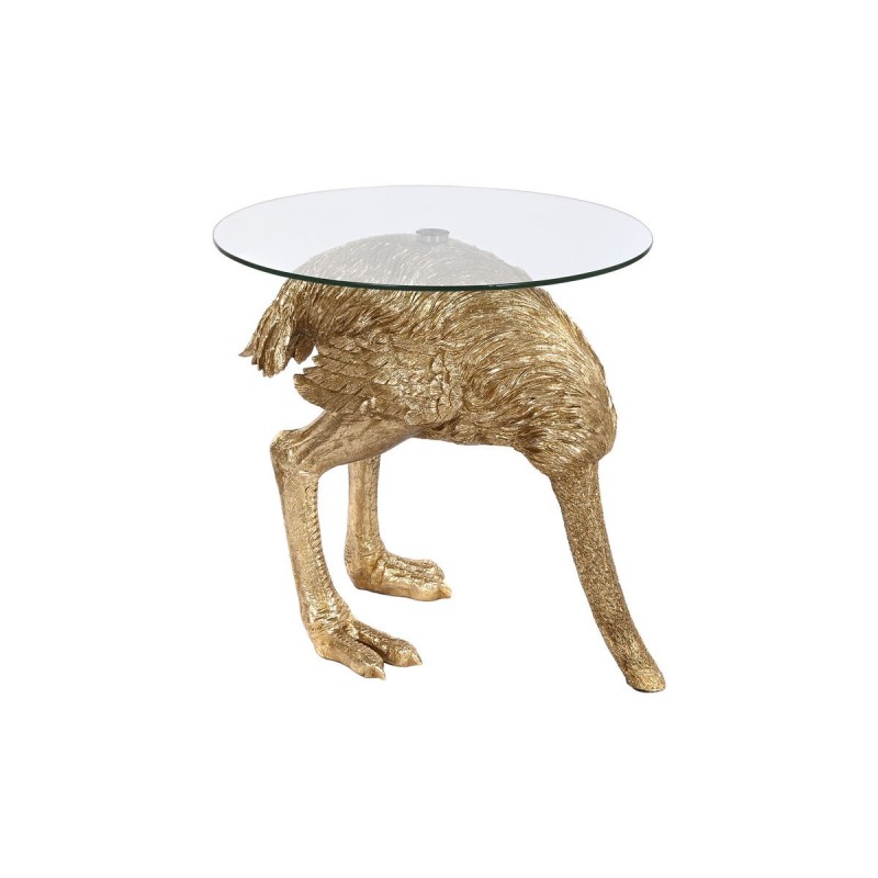 Petite Table d'Appoint Home ESPRIT Doré Résine Verre 60 x 60 x 62 cm