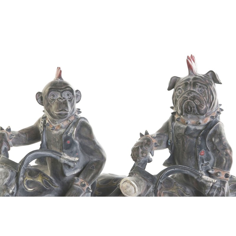 Figurine Décorative Home ESPRIT Gris foncé Motard 24 x 15 x 29 cm (2 Unités)