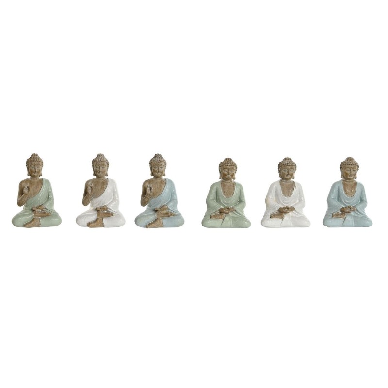 Figurine Décorative Home ESPRIT Blanc Vert Turquoise Buda Oriental 6 x 4 x 8