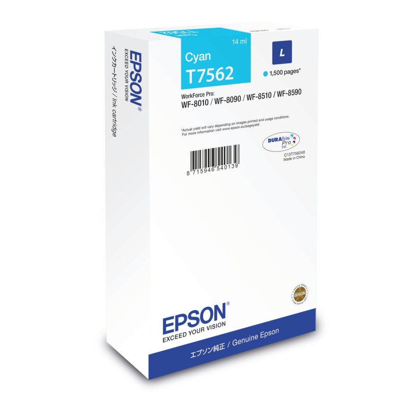 Cartouche d'encre originale Epson C13T75624N Bleu Cyan