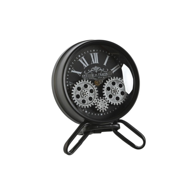 Horloge de table Home ESPRIT Noir Argenté Métal Verre 16