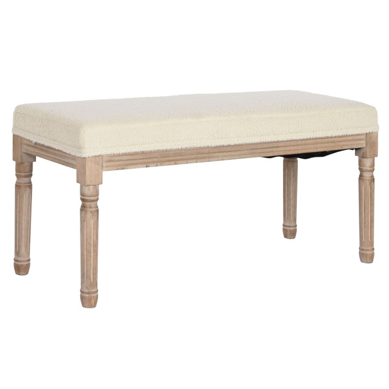 Banquette Home ESPRIT Blanc Naturel Polyester Bois d'hévéa 100 x 38 x 43 cm