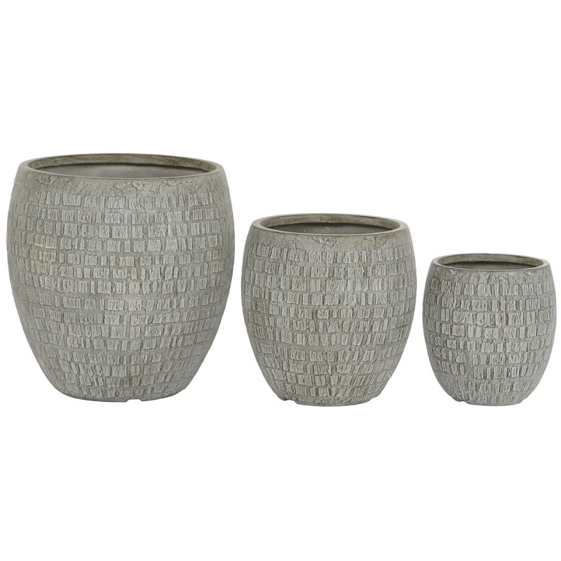 Set de pots de fleurs Home ESPRIT Gris Fibre de Verre Magnésium 55 x 55 x 55