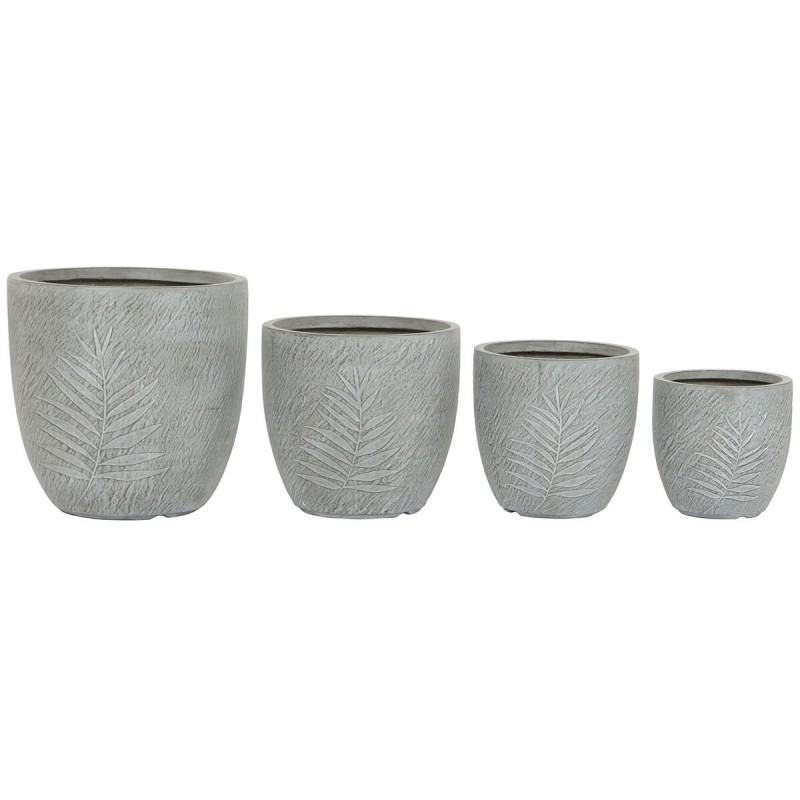 Set de pots de fleurs Home ESPRIT Gris clair Fibre de Verre Magnésium 44 x 44