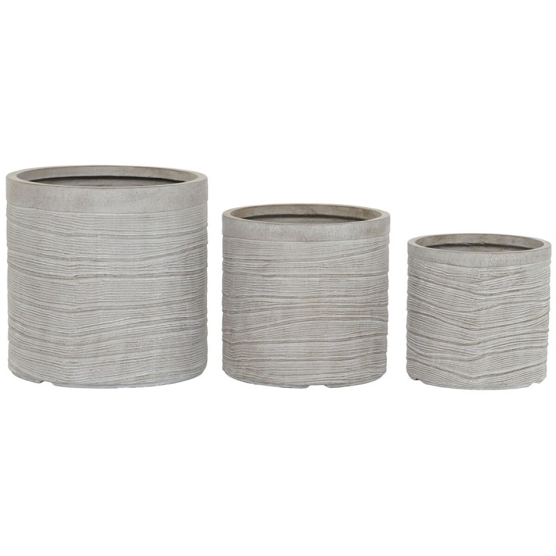 Set de pots de fleurs Home ESPRIT Beige Fibre de Verre Magnésium 44