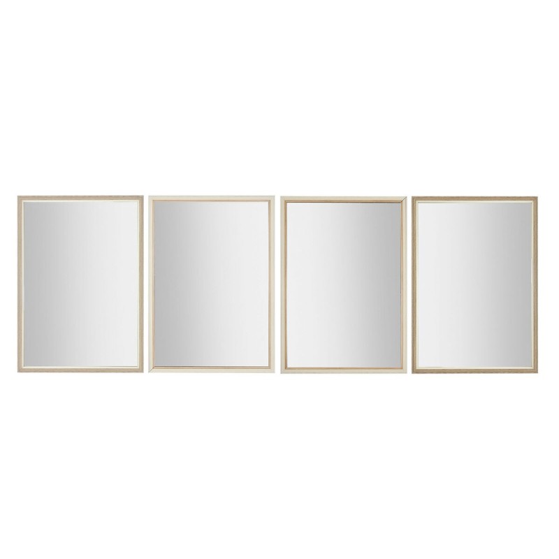 Miroir mural Home ESPRIT Blanc Marron Beige Gris 66 x 2 x 92 cm 70 x 2 x 97 cm (4 Unités)