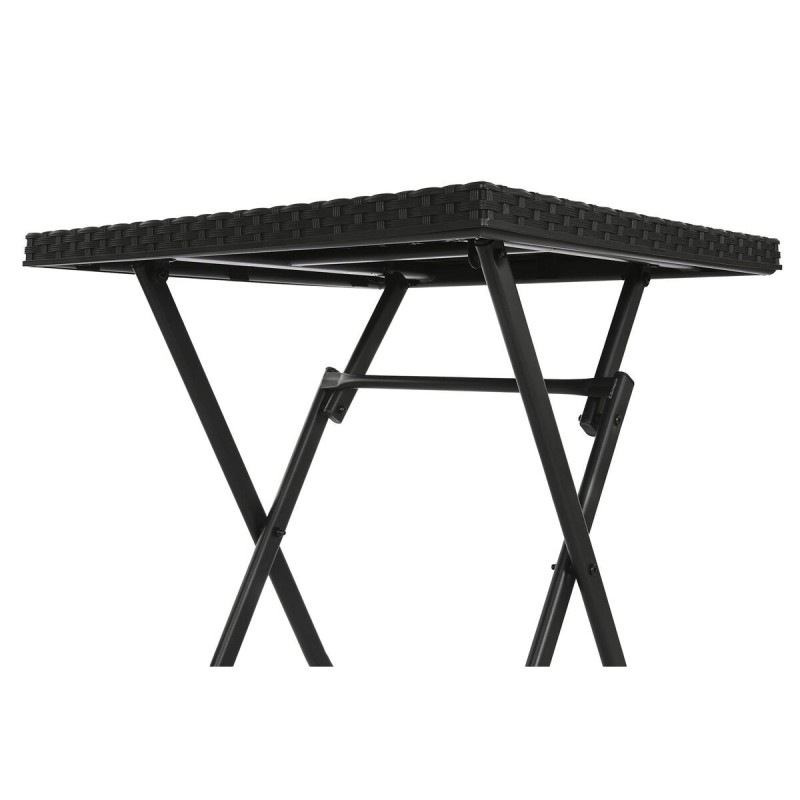 Ensemble Table + 2 Chaises Home ESPRIT Noir Acier rotin synthétique 58 x 58 x 71,5 cm