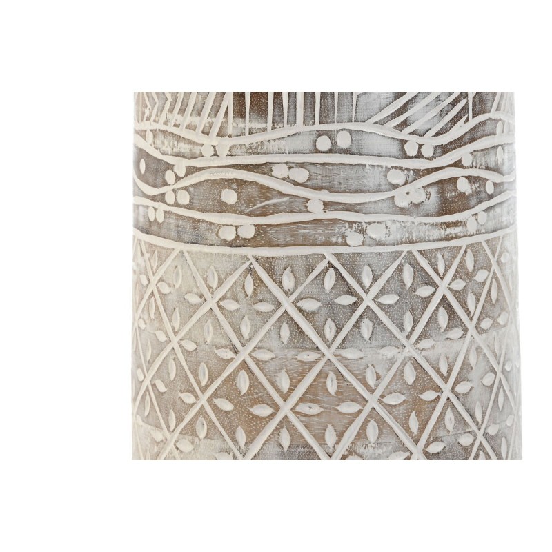 Vase Home ESPRIT Blanc Naturel Bois de manguier Colonial 15 x 15 x 22,5 cm