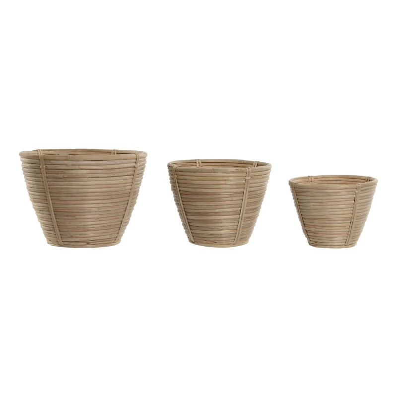 Set de pots de fleurs Home ESPRIT Rotin 25 x 25 x 20 cm