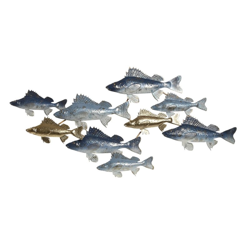 Décoration murale Home ESPRIT Bleu Doré méditerranéen Poissons 118 x 6