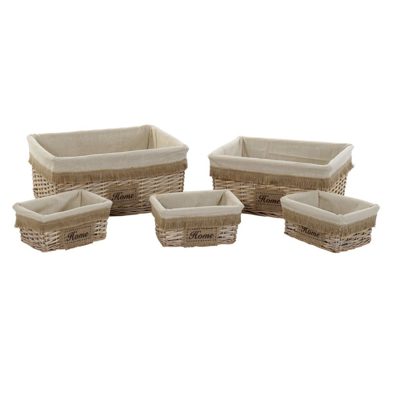 Set de basket Home ESPRIT Marron Naturel 48 x 40 x 22 cm (5 Pièces)