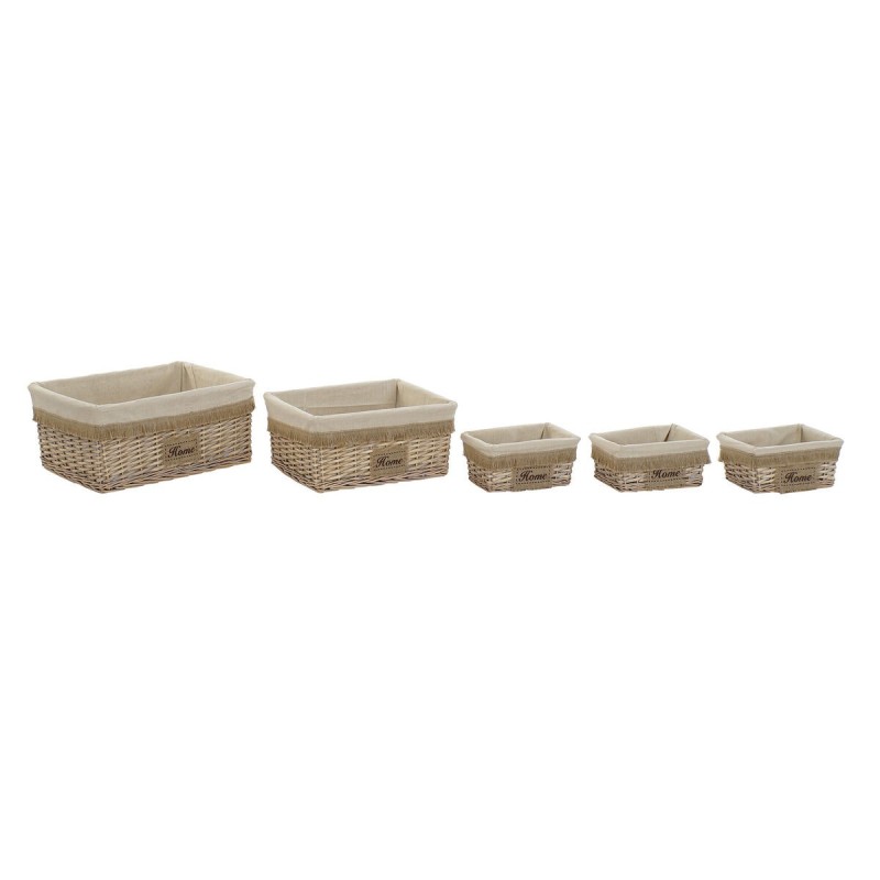 Set de basket Home ESPRIT Marron Naturel 48 x 40 x 22 cm (5 Pièces)