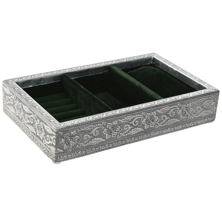 Boîte à bijoux Home ESPRIT Vert Argenté Bois Aluminium 25 x 15 x 5 cm