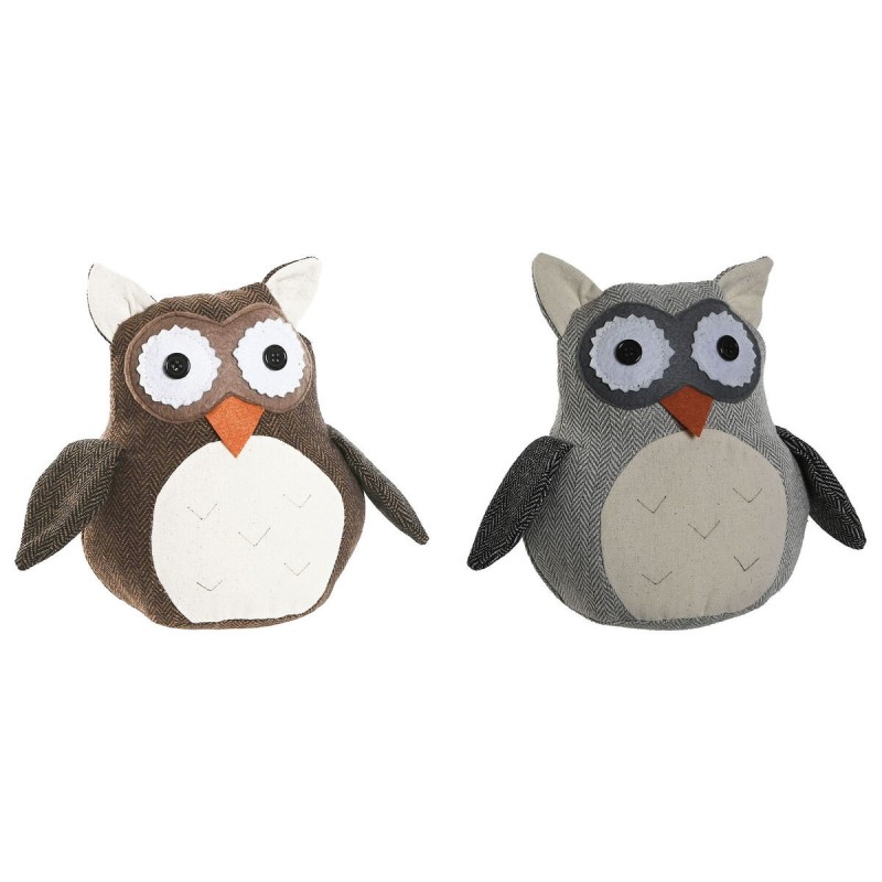 Support de porte Home ESPRIT Sable 25 x 12 x 20 cm Hibou (2 Unités)