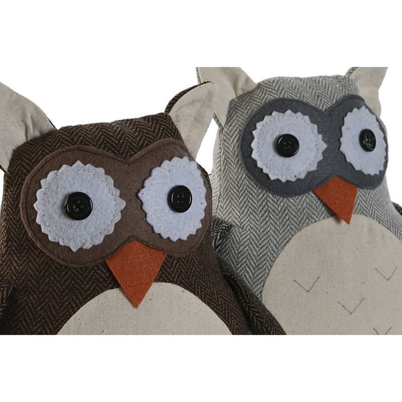 Support de porte Home ESPRIT Sable 25 x 12 x 20 cm Hibou (2 Unités)