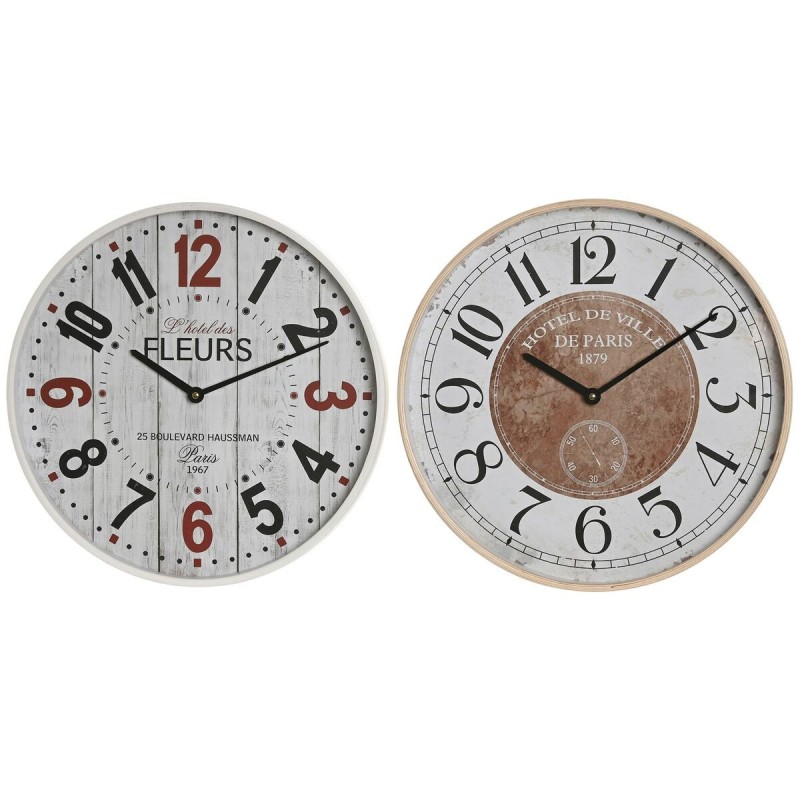 Horloge Murale Home ESPRIT Blanc Verre Bois MDF 40 x 4