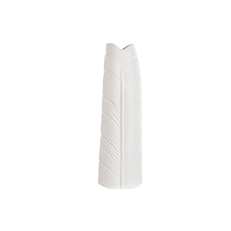 Vase Home ESPRIT Blanc Grès Tropical Feuille d'une plante 33 x 10 x 70 cm