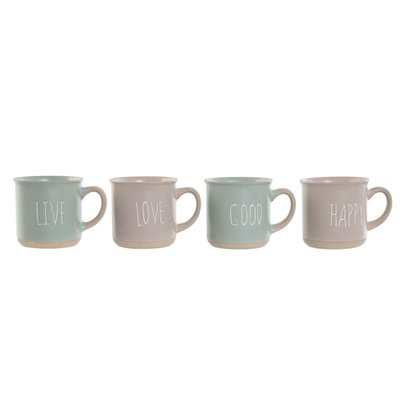 Ensemble de 4 mugs Home ESPRIT Bleu Rose Grès 355 ml 9