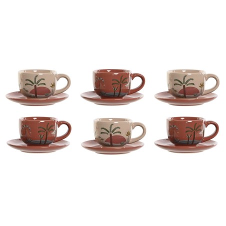 Jeu de 6 tasses avec plat Home ESPRIT Jaune Beige Terre cuite Lila Métal Dolomite 180 ml