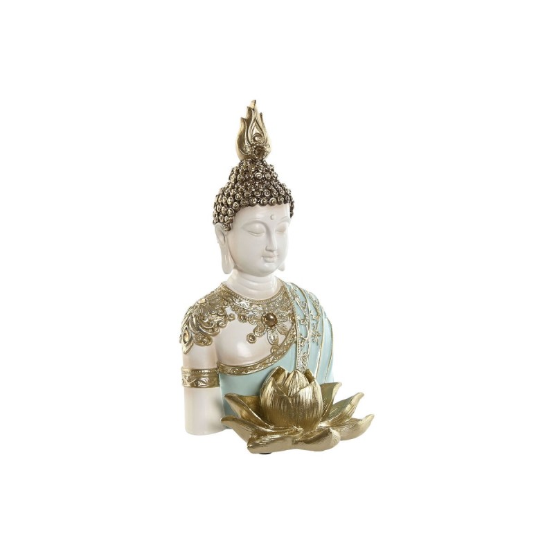 Figurine Décorative Home ESPRIT Turquoise Doré Buda Oriental 12 x 12 x 22 cm