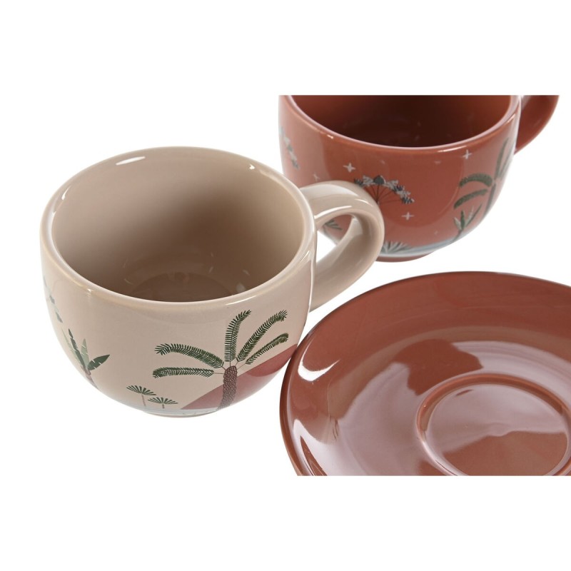 Jeu de 6 tasses avec plat Home ESPRIT Jaune Beige Terre cuite Lila Métal Dolomite 180 ml