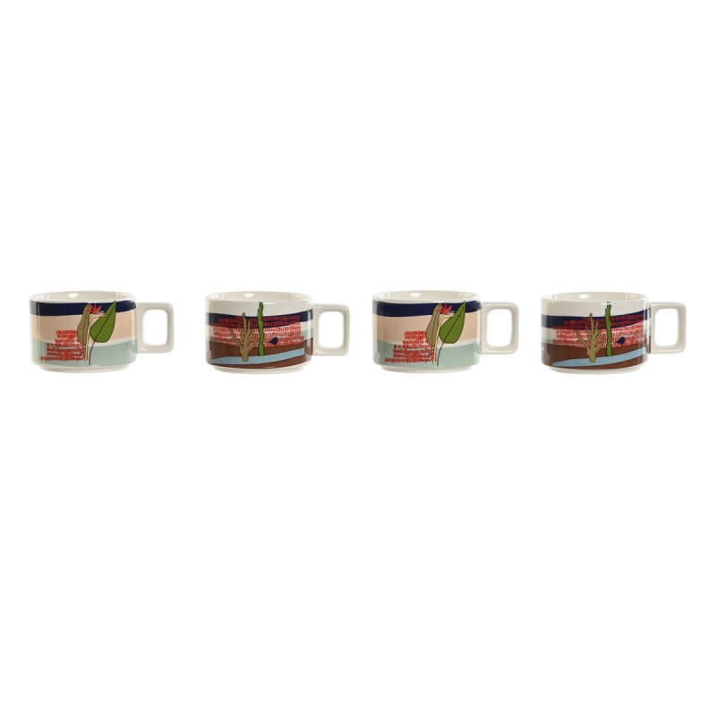 Ensemble de tasses à café Home ESPRIT Bleu Vert Rose Lila Métal Bambou Dolomite 260 ml