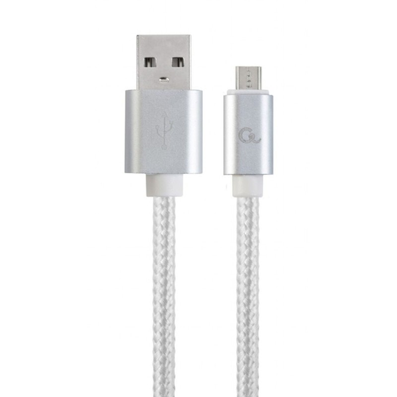 Câble USB vers micro USB GEMBIRD CCB-MUSB2B-AMBM-6-S Blanc Argenté 1