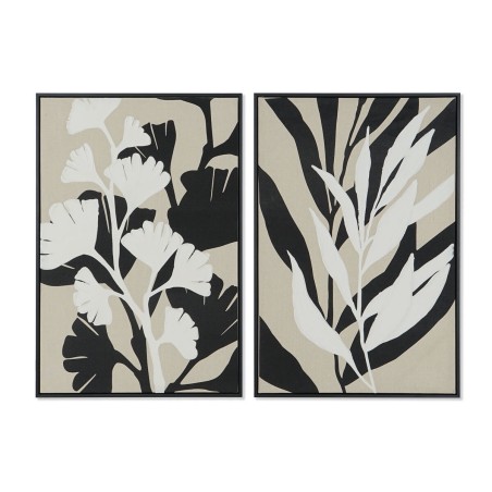 Cadre Home ESPRIT Blanc Noir Beige Feuille d'une plante Urbaine 63 x 4