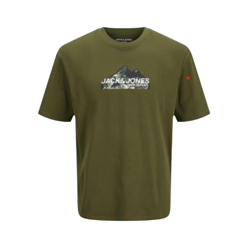 T-shirt à manches courtes homme Jack & Jones JCOMOUNTAIN LOGO TEE SS CREW NECK 12262220 Vert