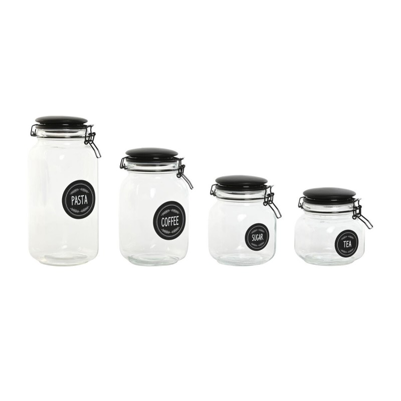 Set de 4 Boites Home ESPRIT Noir Métal Verre 2 L 11