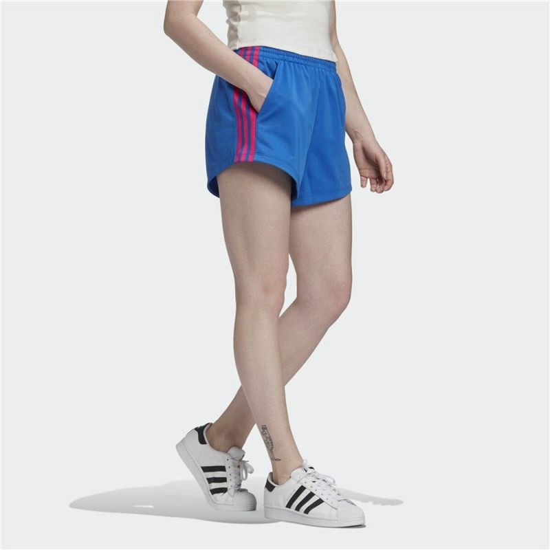 Short de Sport pour Femme Adidas Originals Adicolor 3D Trefoil Bleu