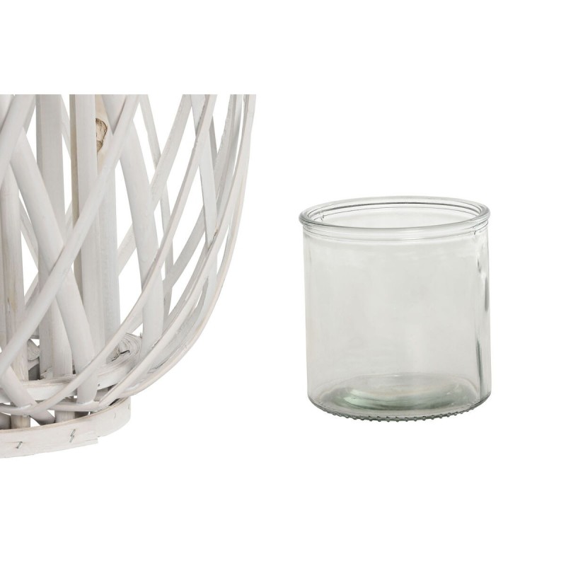 Bougeoir Home ESPRIT Blanc osier Verre 34 x 34 x 80 cm