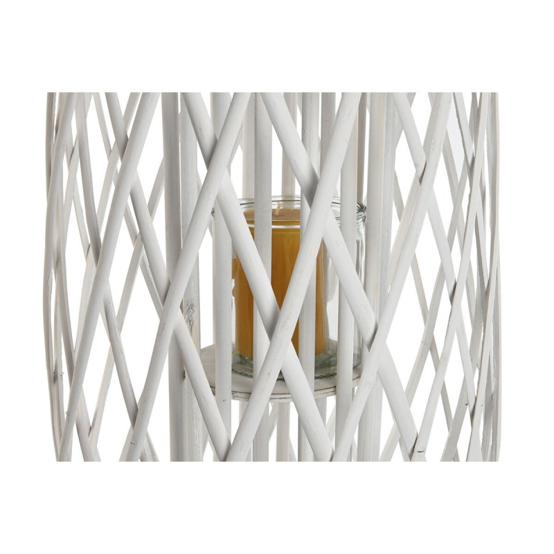 Bougeoir Home ESPRIT Blanc osier Verre 34 x 34 x 80 cm