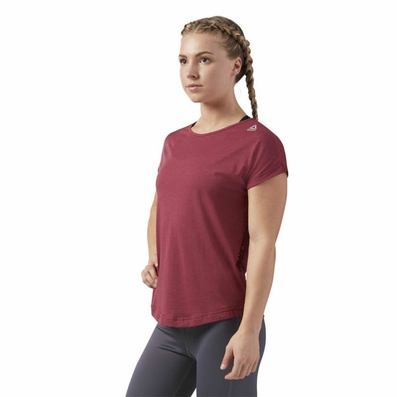 T-shirt à manches courtes femme Reebok Work Mesh Rouge foncé