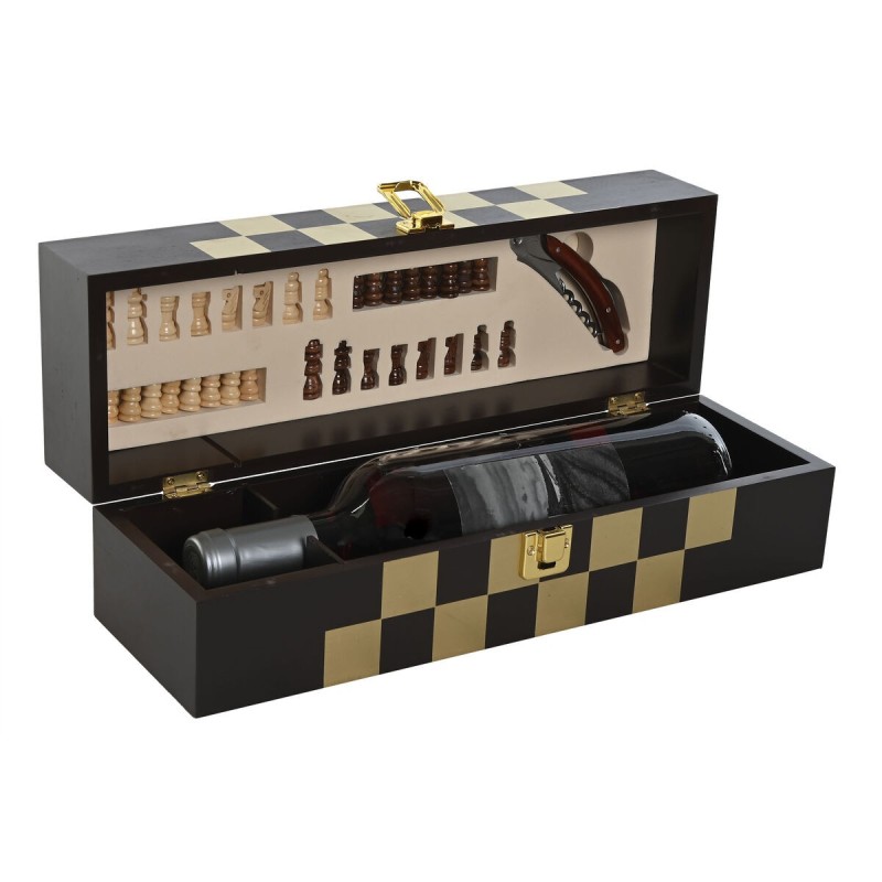 Set d'Accessoires pour Vin Home ESPRIT Brun foncé Bois MDF 36 x 11 x 12 cm