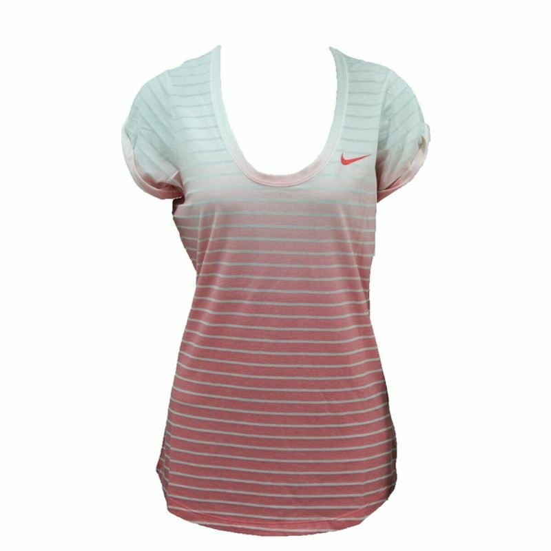 T-shirt à manches courtes femme Nike SS Dip Dye Burnout Rouge Blanc