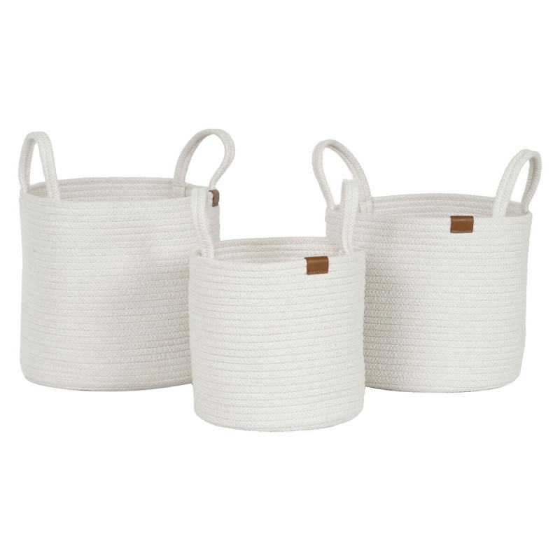 Set de basket Home ESPRIT Blanc Moderne 30 x 30 x 28 cm (3 Pièces)