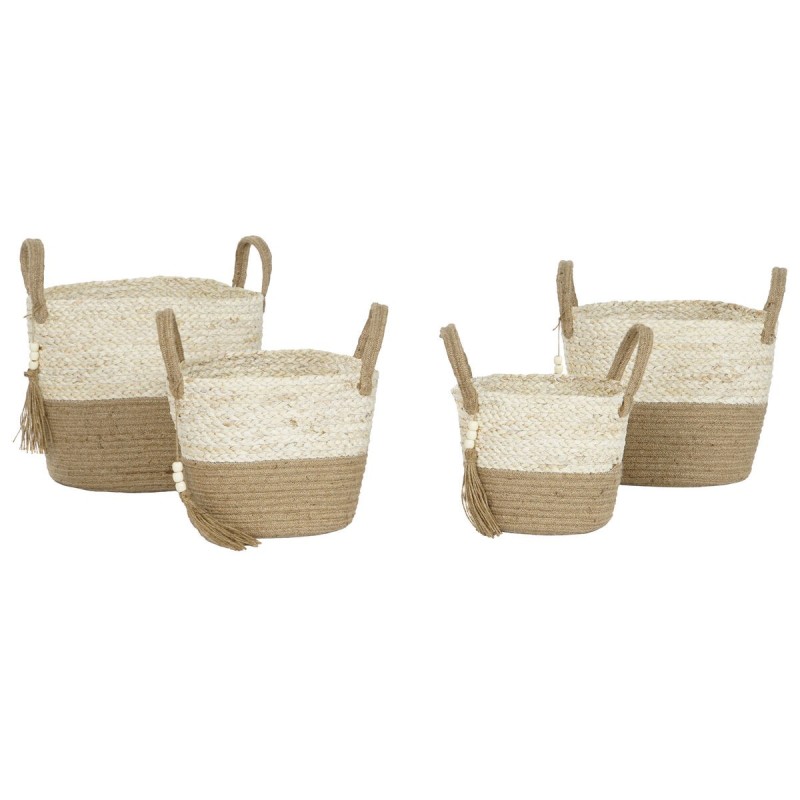 Set de basket Home ESPRIT Naturel Marron Clair Jute Moderne 40 x 40 x 41 cm