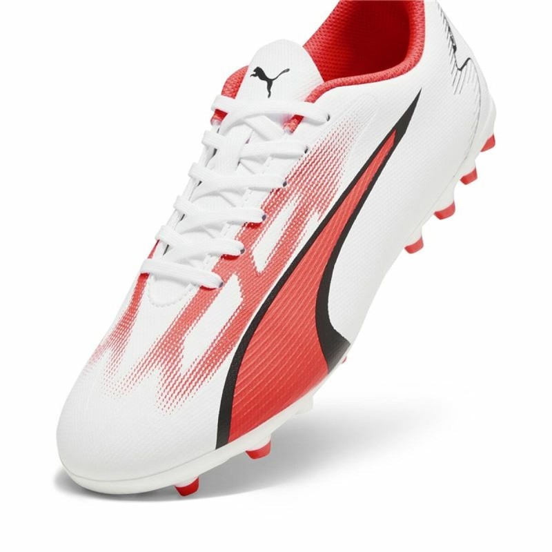 Chaussures de foot pour Enfants Puma Ultra Play MG Blanc Rouge