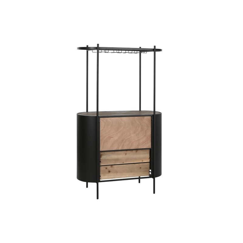 Range Bouteilles Home ESPRIT Noir Naturel Métal Sapin 90 x 36 x 150 cm