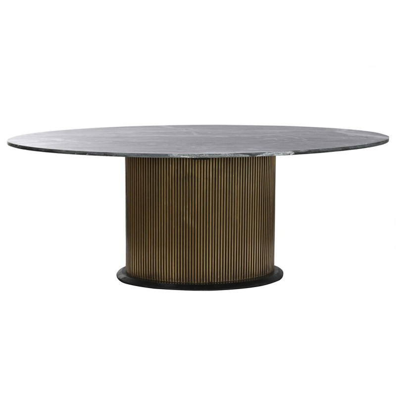 Table de Salle à Manger Home ESPRIT Noir Doré Laiton Marbre 200 x 110 x 76 cm