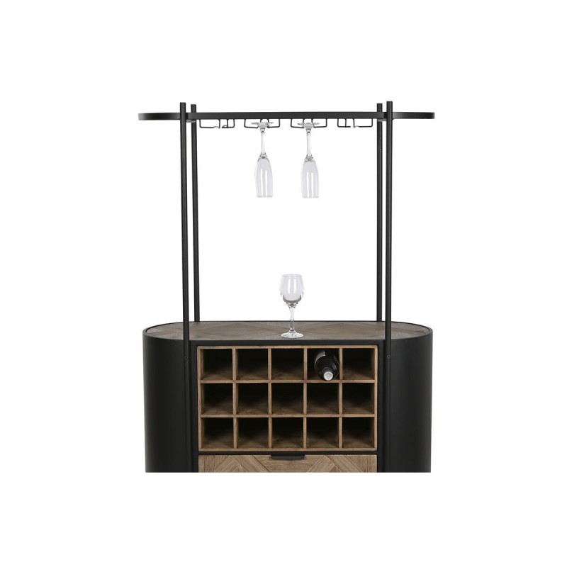 Range Bouteilles Home ESPRIT Noir Naturel Métal Sapin 90 x 36 x 150 cm