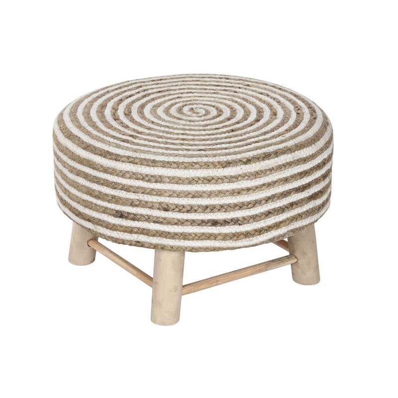 Repose-pied Home ESPRIT Jute Bois d'eucalyptus 50 x 50 x 30 cm