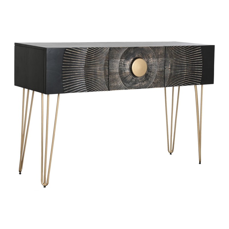 Console Home ESPRIT Noir Doré Métal Bois de manguier 120 x 38 x 76 cm