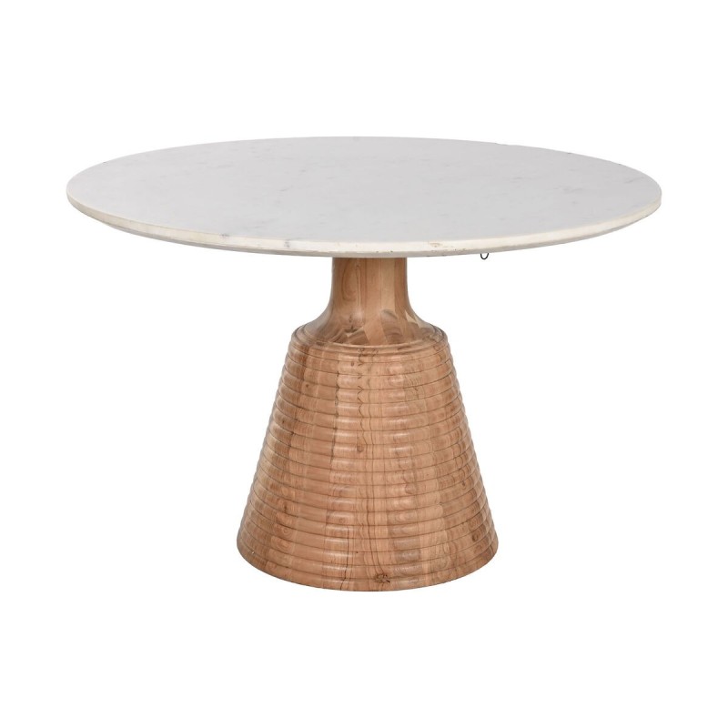 Table de Salle à Manger Home ESPRIT Blanc Naturel Marbre Bois d'acacia 115 x 115 x 76 cm