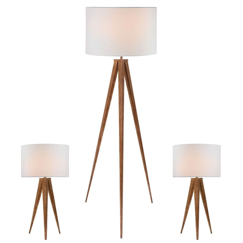 Lampadaire Home ESPRIT Marron Bois Métal Aluminium 40 x 40 x 153 cm (3 Pièces)