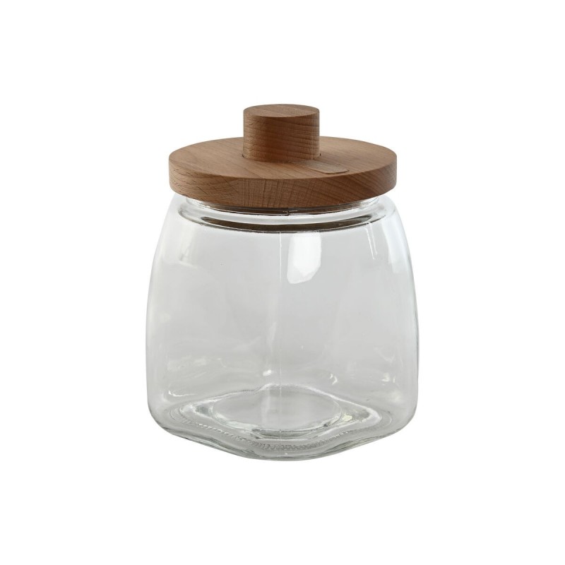 Boîte Home ESPRIT Transparent Naturel Silicone Verre Bois de hêtre 1