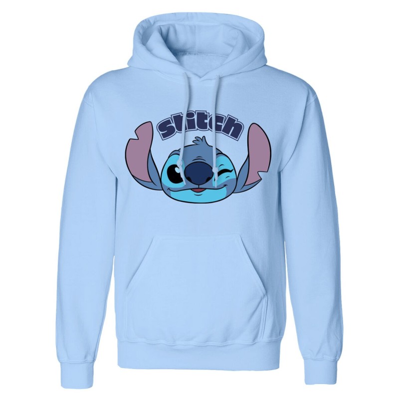 Sweat à capuche unisex Stitch Cute Face Bleu