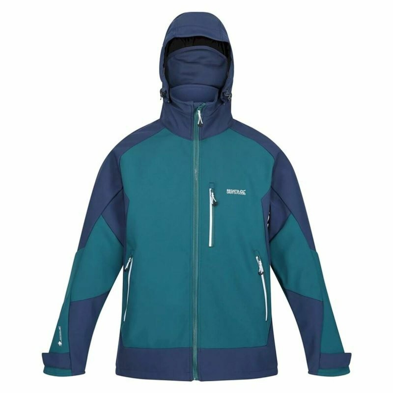 Veste de Sport pour Homme Regatta Hewitts VII Bleu Vert Capuche